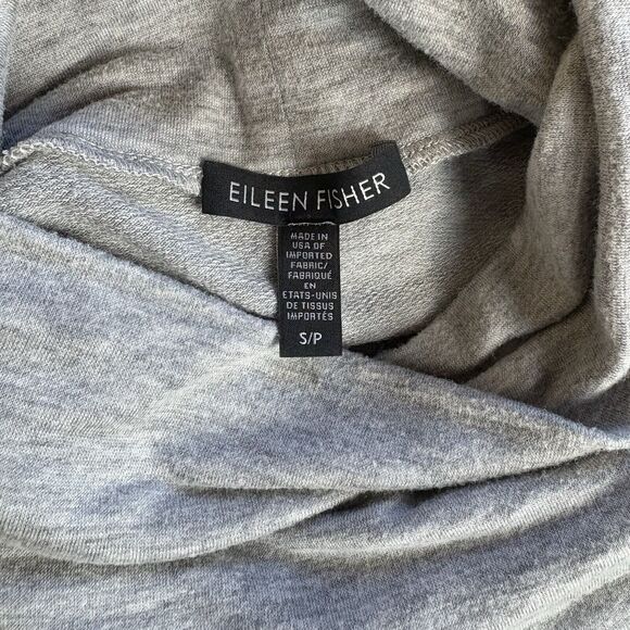 EILEEN FISHER Dress S Tencel Terry Hug Funnel Neck Midi Jumper Gray USA - Picture 5 of 5